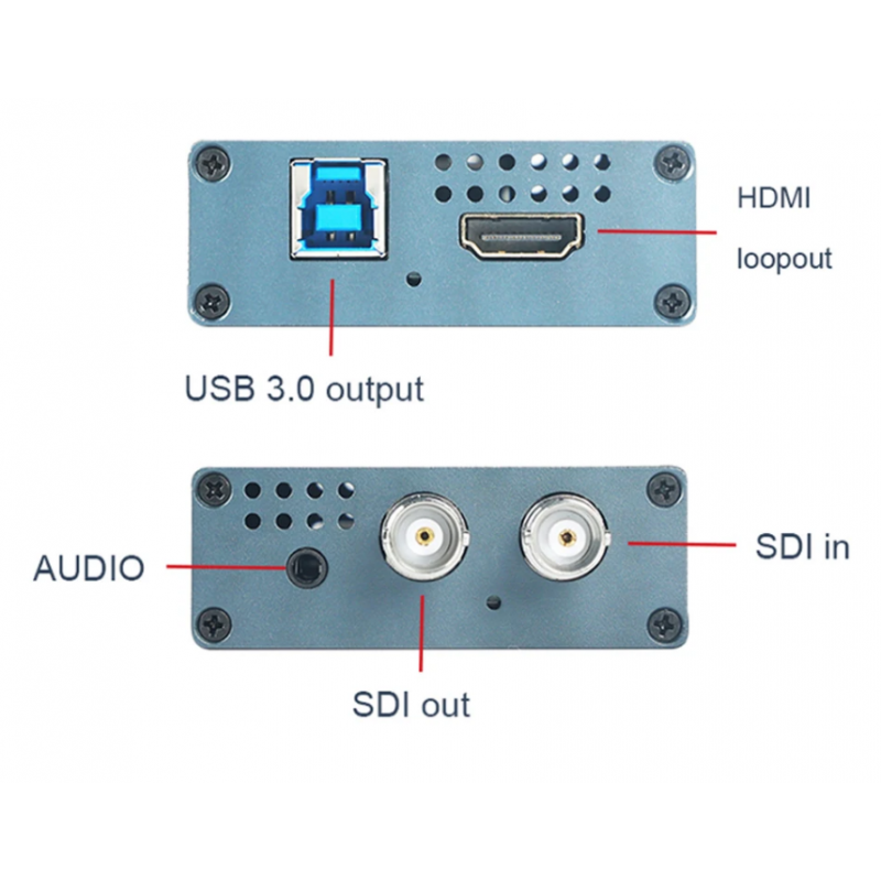 SDI till USB Capture Card med HDMI/Audio/SDI Loopout - 1920x1080 (1080p)60FPS - OBS Player Support