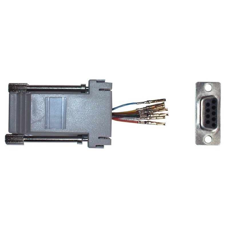 DB9 male to RJ11/12 6 pin female adapter plug with optional pin connections