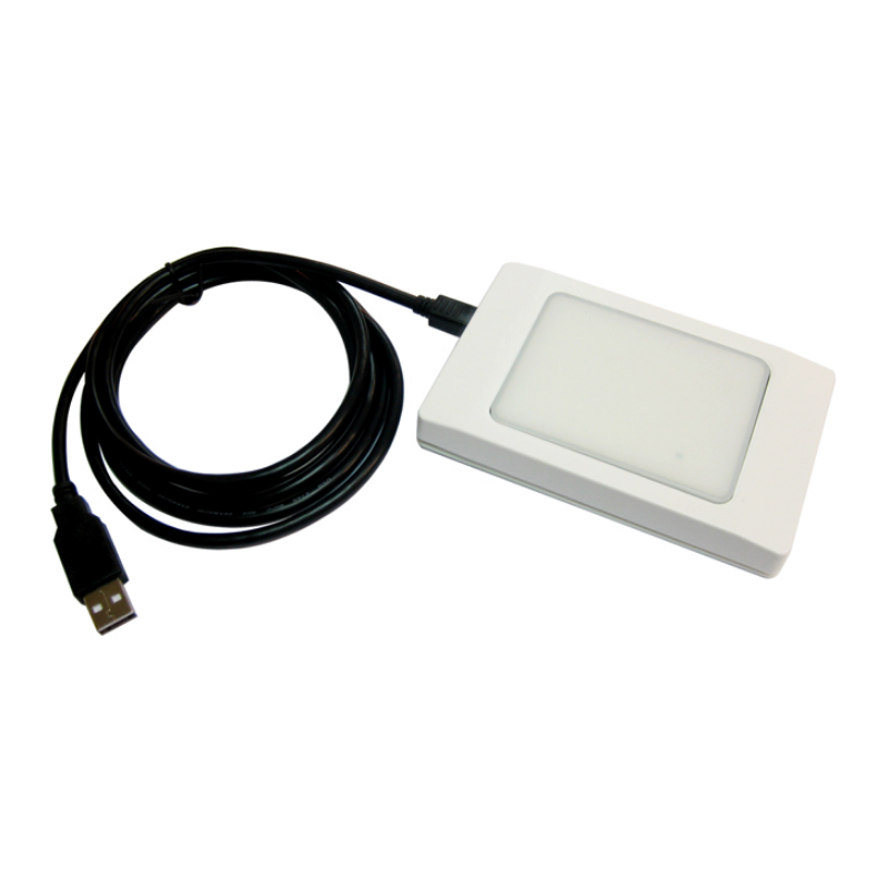 Waterproof Dual Band RFID reads 125kHz, 13.56MHz, NFC, EM400X, MIFARE. 10 characters decimal ascii. HID