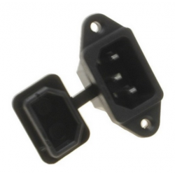 Waterproof 3 pin C14 IEC plug for panel mounting with waterproof PVC cover