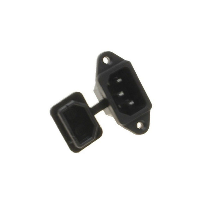 Waterproof 3 pin C14 IEC plug for panel mounting with waterproof PVC cover