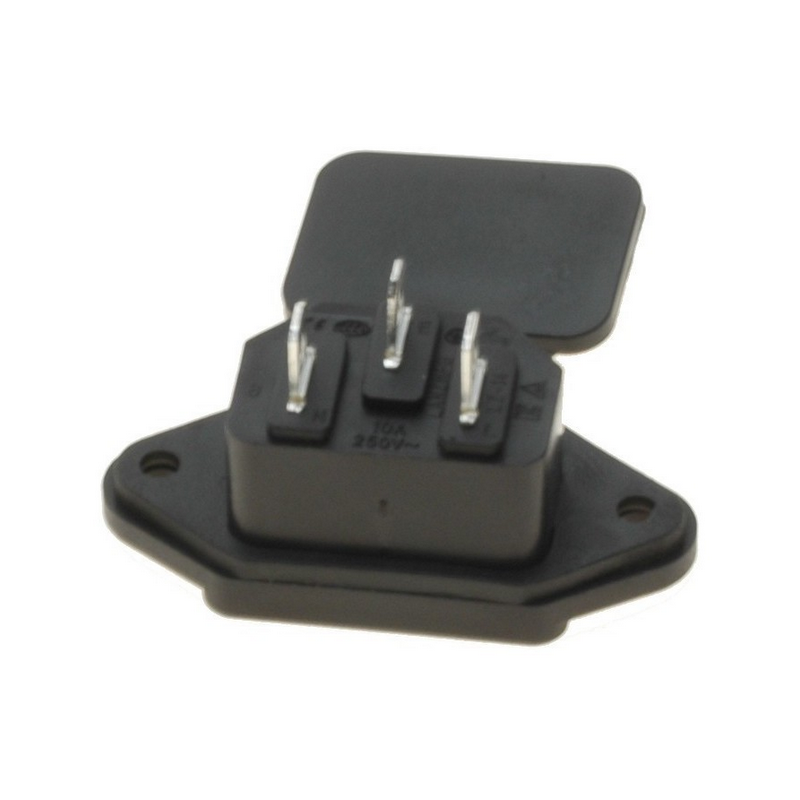 Waterproof 3 pin C14 IEC plug for panel mounting with waterproof PVC cover