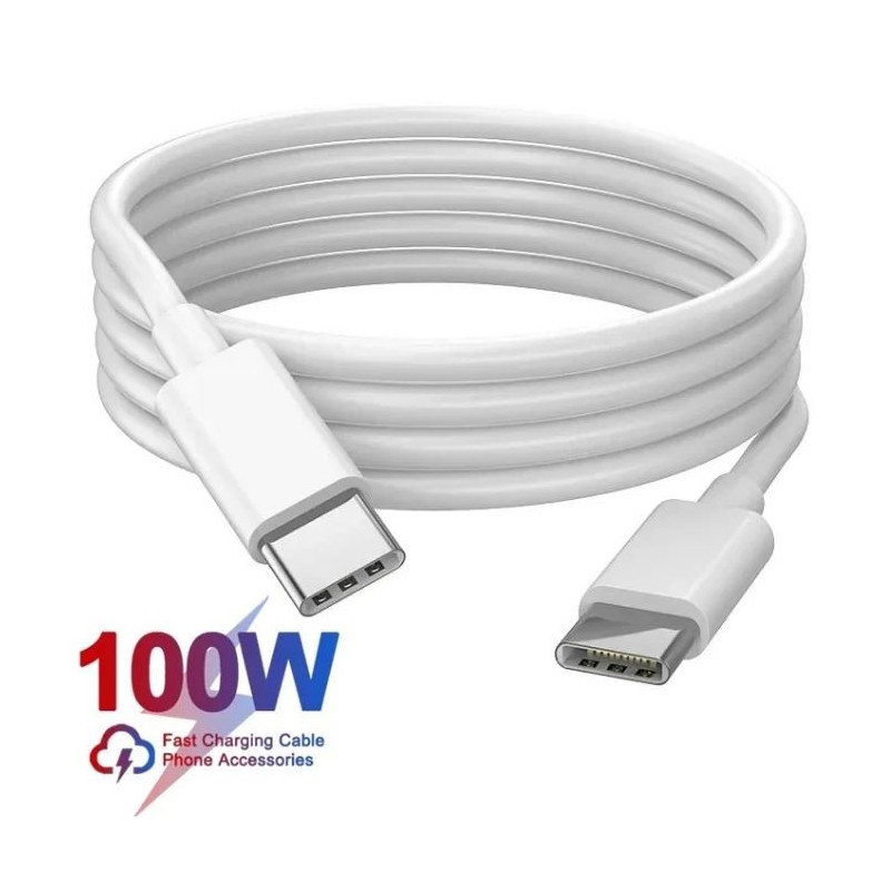 USB-C til USB-C laddkabel 100watt 5A, PD (strömförsörjning) 2M vit kvalitet Iphone Huawei Macbook iPad