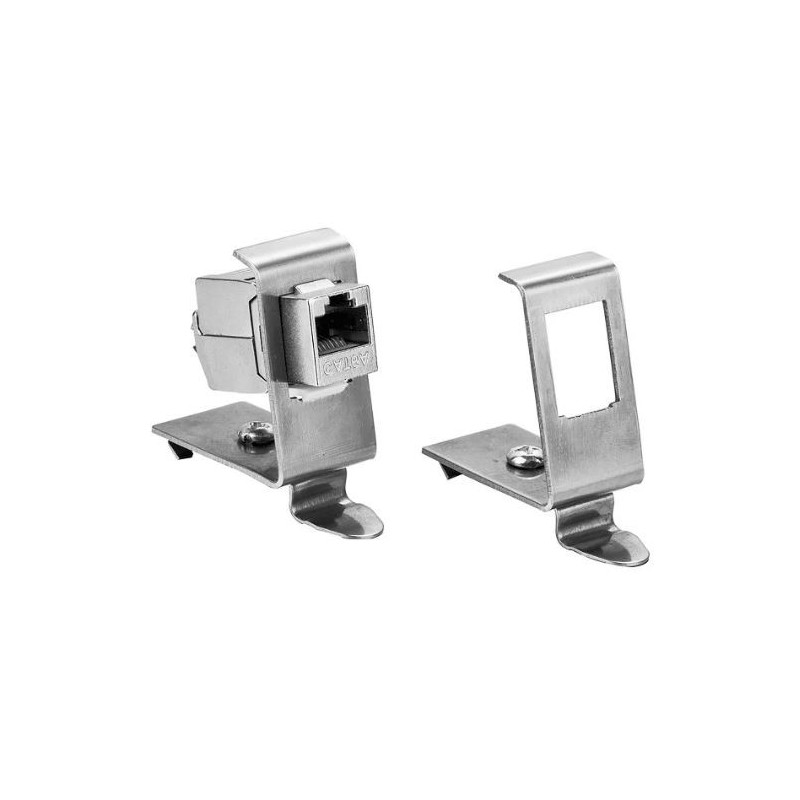 RJ45 DIN adapter for 1xRJ45 Keystone module metal