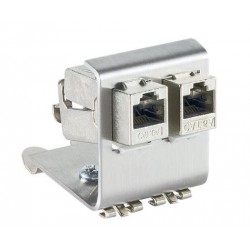 RJ45 DIN adapter for 2xRJ45 Keystone modules metal
