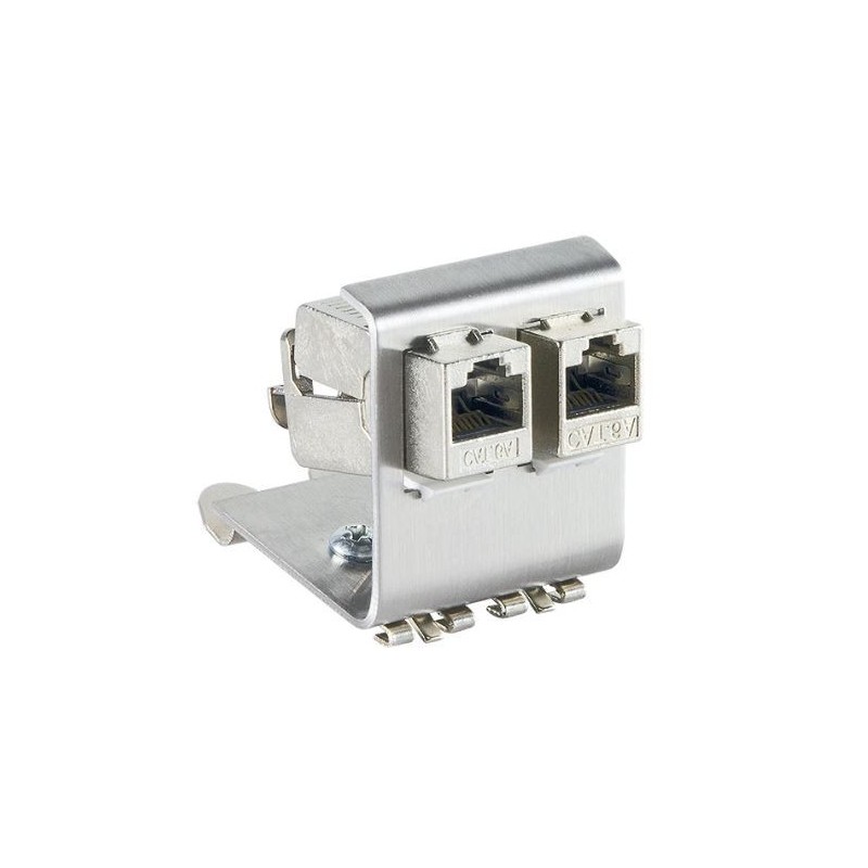 RJ45 DIN adapter for 2xRJ45 Keystone modules metal