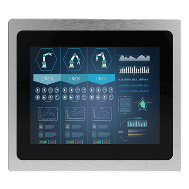 12" Panelmonitor PCAP Touch IP65 Front VGA HDMI 1000nits USB-skärm