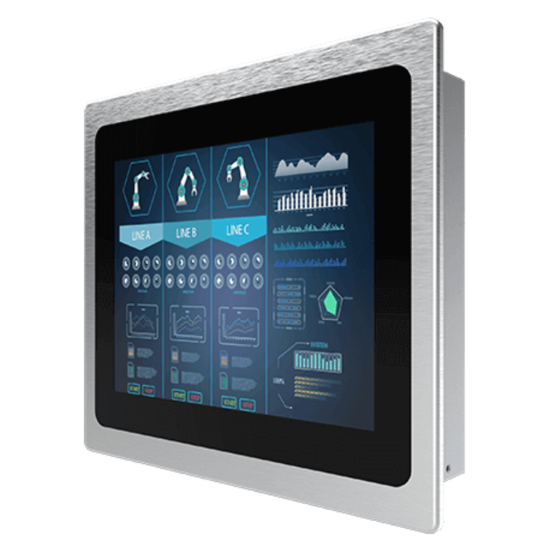 12" Panel Monitor PCAP Touch IP65 Front VGA HDMI 1000nits USB Display