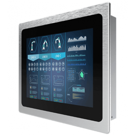 12" Panelmonitor PCAP Touch IP65 Front VGA HDMI 1000nits USB-skärm