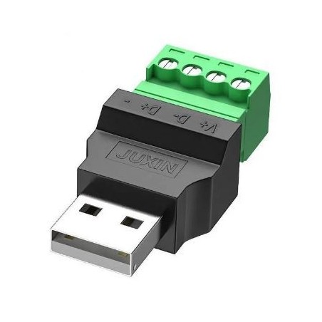 USB 2.0 Typ-A-hane till 4-polig skruvterminalkontakt (skärmad)