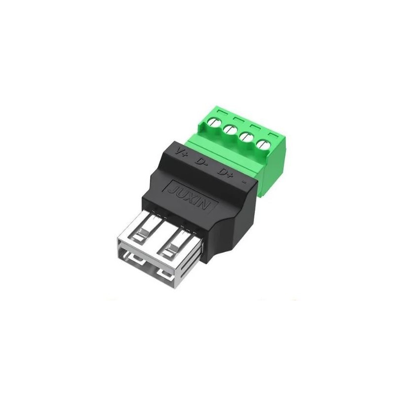 USB 2.0 Type-A Female to 4-Pin Screw Terminal Connector (Shielded)