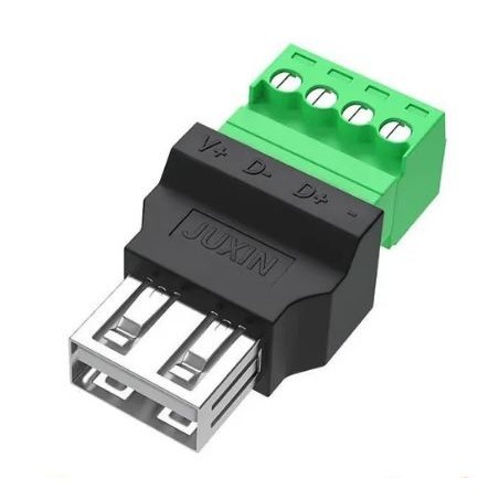 USB 2.0 Typ-A Hona till 4-polig skruvterminalkontakt (skärmad)