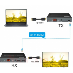 HDMI KVM extender, Extender, HD, 150 meters over RJ45 cable or over TCP/IP, USB HID