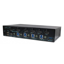 4 port 4K HDMI KVM matrix with 2 x USB 3.2 and 4 x USB 2 (HID) with USB Roaming. BEEP.