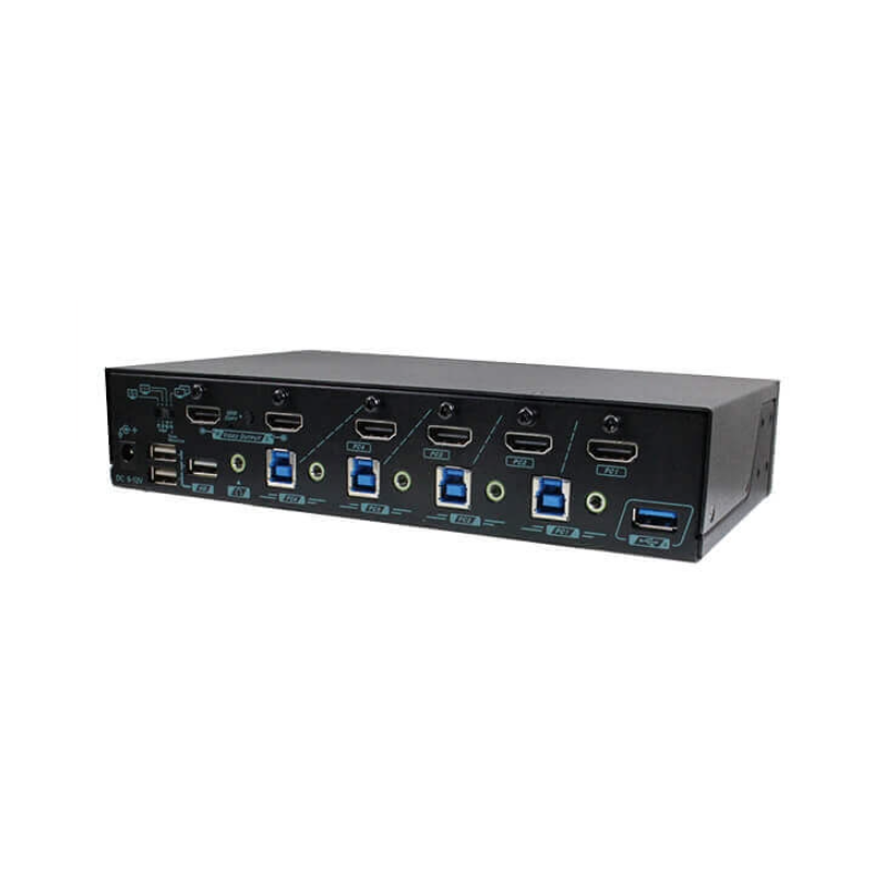 4-portars 4K HDMI KVM-matris med 2 x USB 3.2 och 4 x USB 2 (HID) med USB-roaming. PIP.