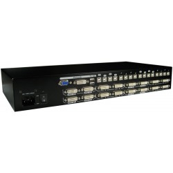16 ports KVM omskifter, DVI, USB og lydforDVI