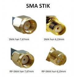 RSMA male to RSMA female, 50 ohm, black, 20cm