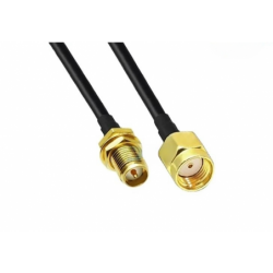 RSMA hane till RSMA hona förlängningskabel, 50 ohm, svart, 3m