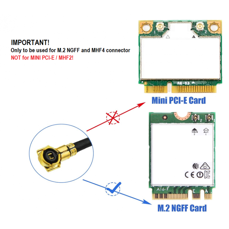 RP-SMA-antenn, 8dBi Wifi, kabel IPX IPEX U.FL MHF4, M.2 NGFF, Intel AX200NGW 8265AC 8265NGW 7265AC 9560AC M.2 NGFF