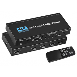 4 x 1 HDMI Multi Viewer 4 in 1 Screen, 4K30, 1080p/60, Remote Control, HDMI 1.4