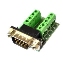 D-SUB Terminal block with DB9 male connector. 9 screw terminals for RS232