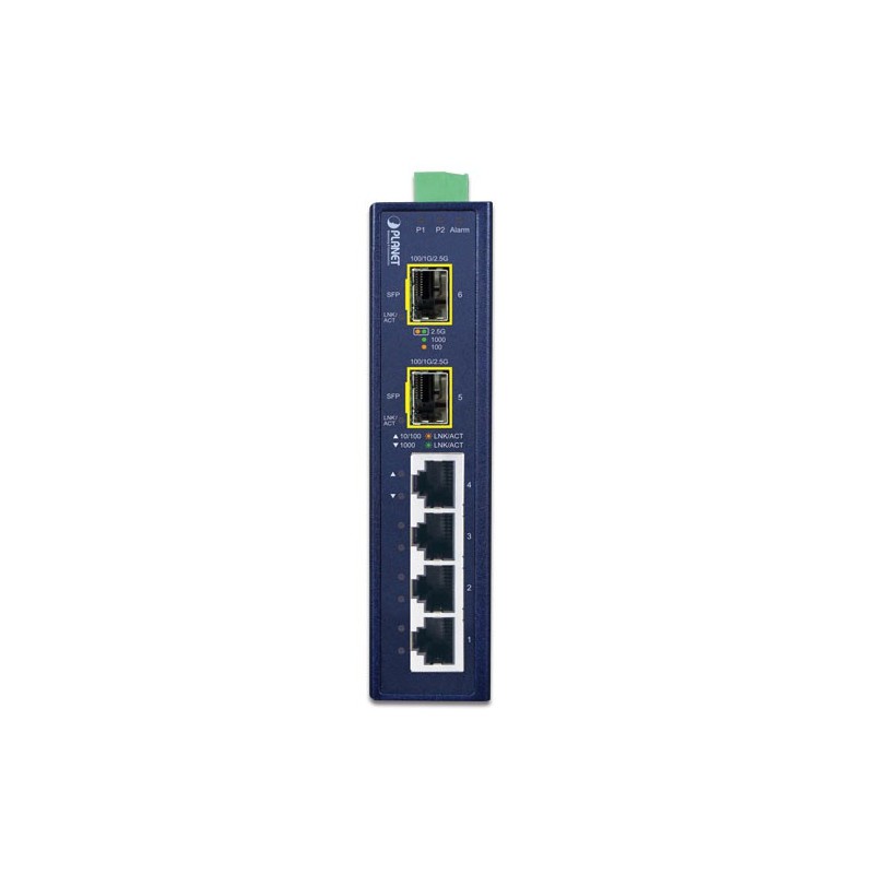 6-portars Gigabit-switch med RJ45- och SFP-portar