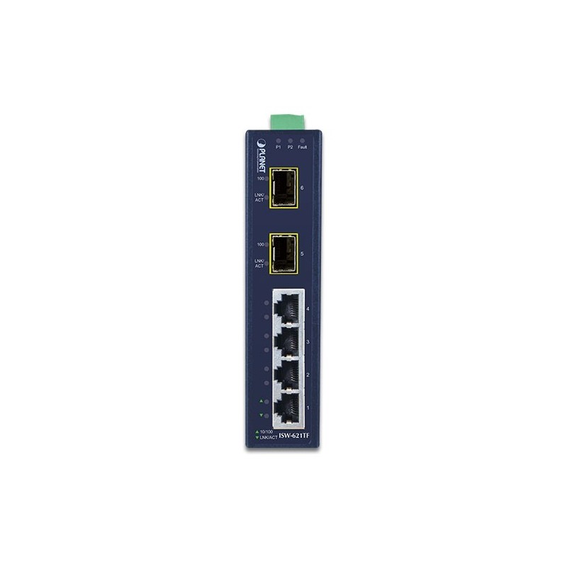 Unmanaged Industrial Switch with 4 x RJ45 and 2 x SFP 100Mbit