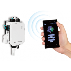 Environmental monitoring station for industrial and outdoor installations. CO2, particulate matter, temperature, humidity.