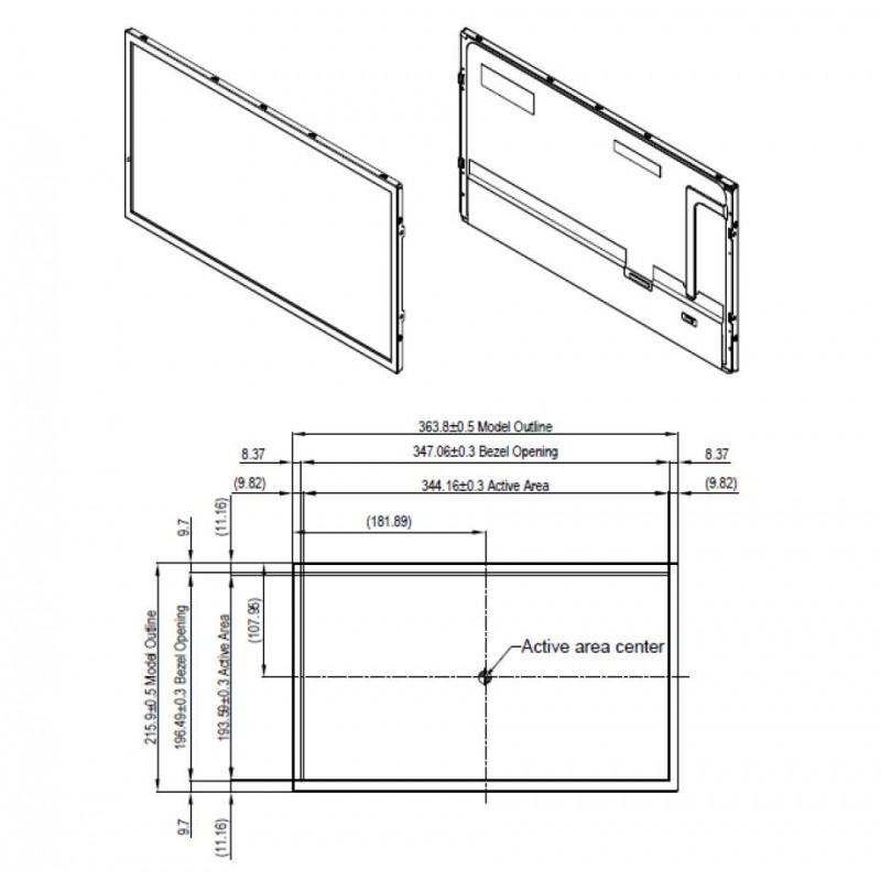 15.6 High Brightness TFT display LCD Monitor - 1200 Nits, 1920x1080 Resolution