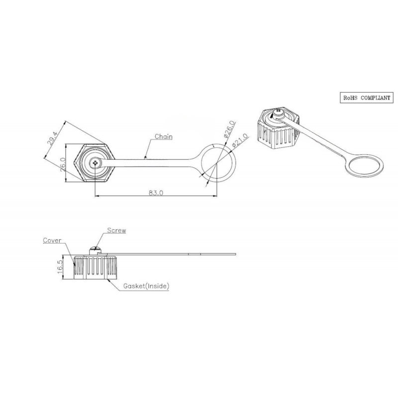 RJ45 waterproof plug for RJ45WP series of waterproof chassis connectors