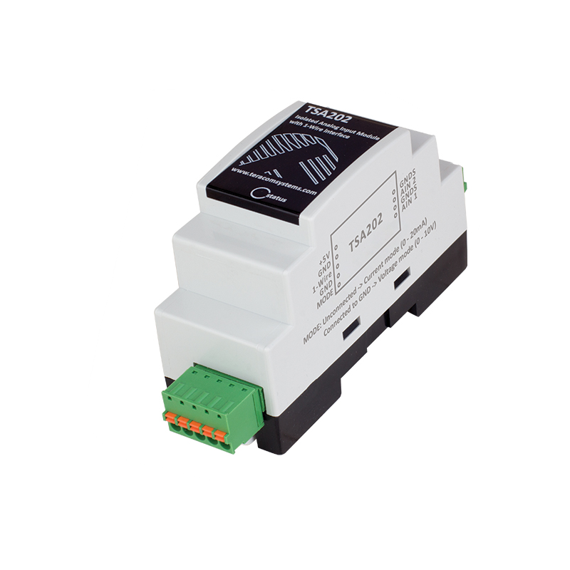 2 x 0–20 mA eller 2 x 0–10 V, 16 bitars upplösning, 1-trådsgränssnitt