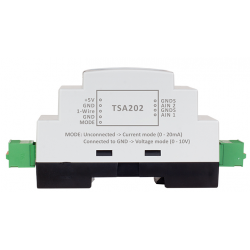 2 x 0–20 mA eller 2 x 0–10 V, 16 bitars upplösning, 1-trådsgränssnitt