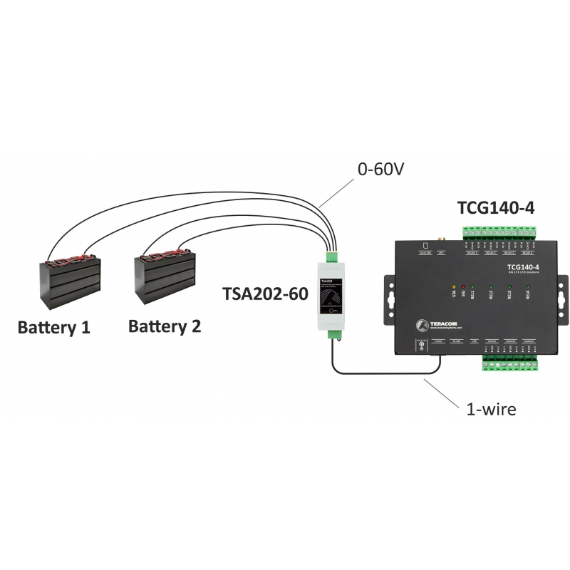2 x Analog input module, 0-60V, 16bit resolution, 1-wire interface