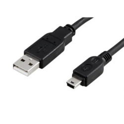 USB 2.0-kabel, A hane – mini B hane, 2m, svart