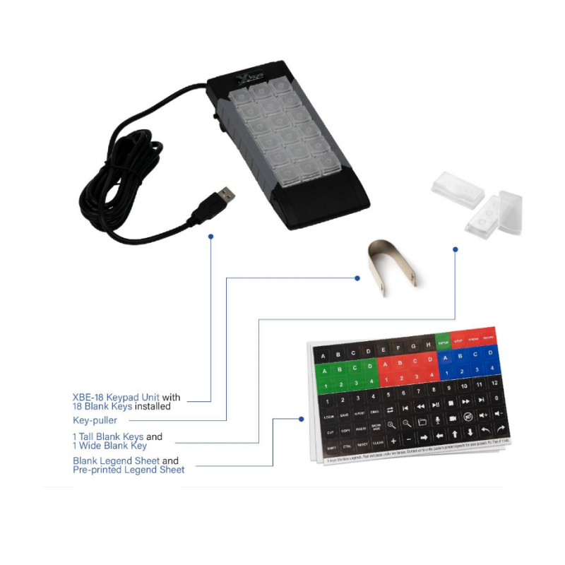 X-KEYS - Programmerbart tangentbord med 18 tangenter, USB, bakgrundsbelysning