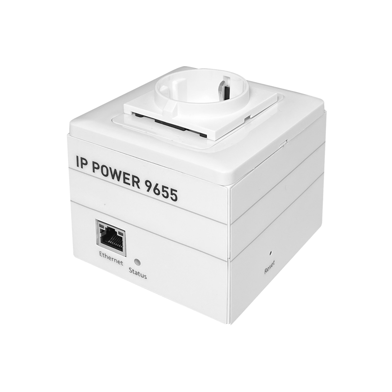 Network-based device for switching on/off 230 VAC equipment. With lock-up control. Energy meter