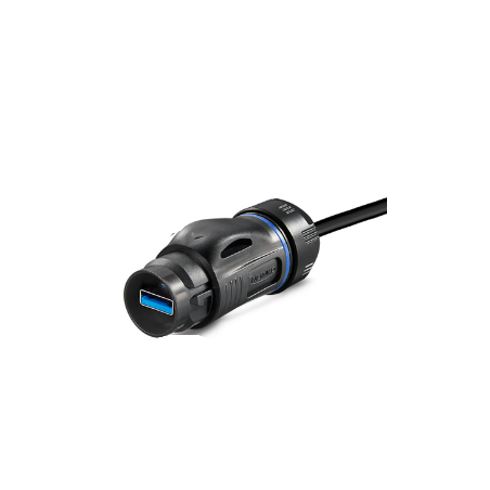 Vattentät USB 3.0-kabel med plastkontakt till USB 3.0-chassikontakt, snabbkoppling, 0,5 meters kabel