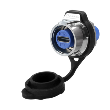 Vattentät USB-C chassikontakt med snäpplås. Passar K-USBC-WAT-KAB-KL