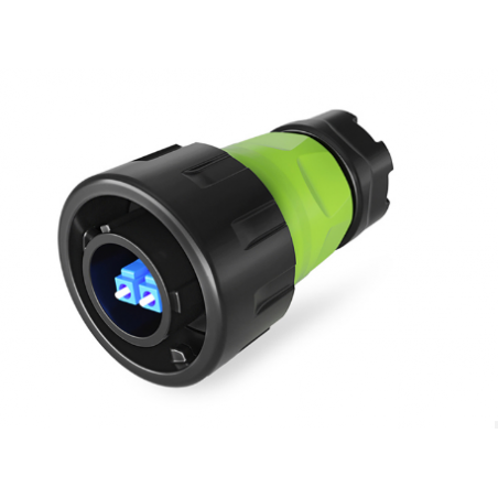 Vattentät LC-fiberkabelkontakt med snabbkoppling.