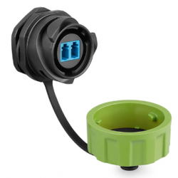 Vattentät LC-fiberchassikontakt, duplex. Snabbkoppling.