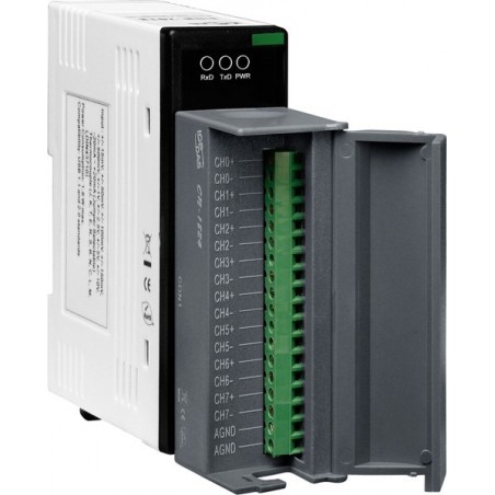 8 x spänning, ström och temperaturmätning är +/- 10V, 0-20mA, TC, 16bit lösning