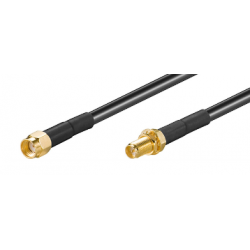 RSMA male to RSMA female coax cable, black, 10 m