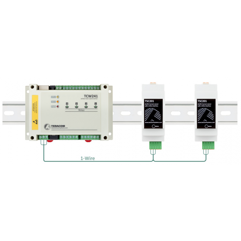 1-wire AC/DC current meter 0.1 - 10Amp, galvanically isolated, DIN mounting