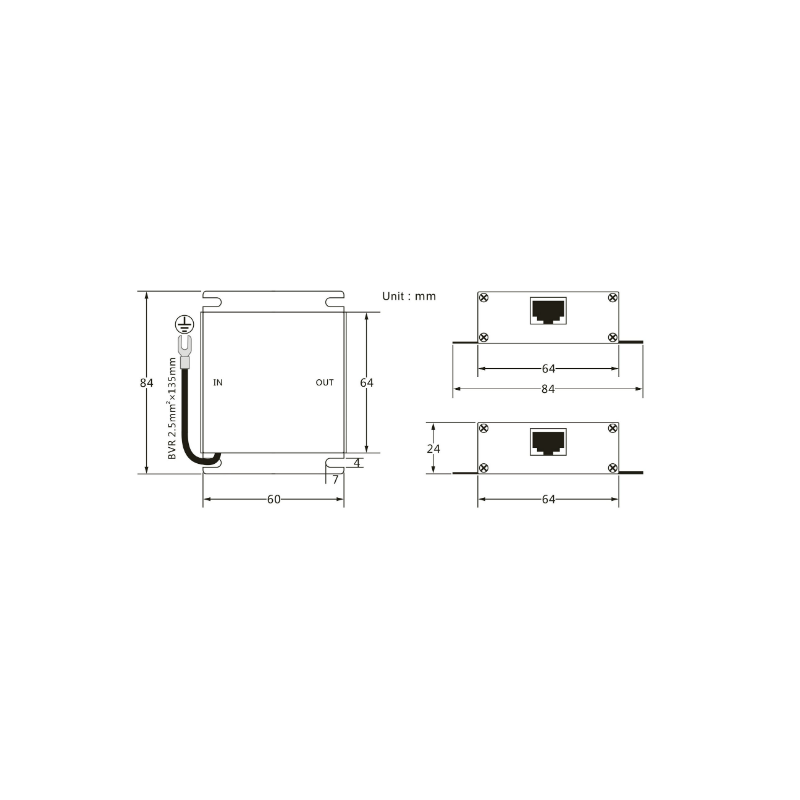 RJ45 Överspänningsskydd, överspänningsskydd - INTE PoE, Gigabit