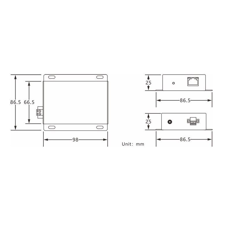 Ethernet, VDSL punkt-till-punkt över 2-trådskabel, upp till 600 m, upp till 100 Mbps