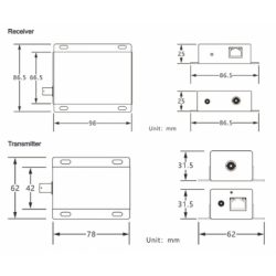 PoE-förlängare för koaxialkabel, 100 Mbps, upp till 500 meter. 48-56 VDC ingång