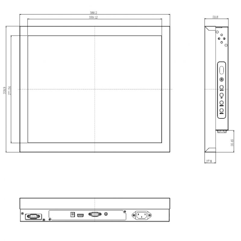 17" Höjd Nits 1000, Solljus, Panelmontering, Öppen ram, Marin ANVÄNDNING, Optical bonding