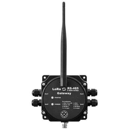 LORA Gateway, RS485, Modbus, 5 analoga I/O, 5 digitala I/O Relä