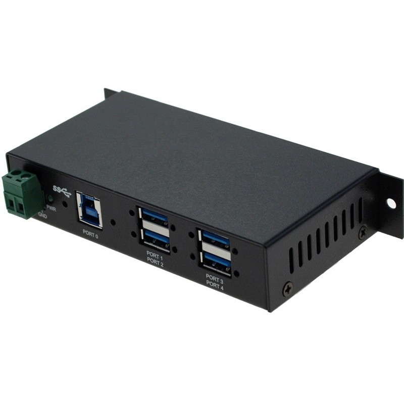 4-Port USB 3.0 DIN Rail Hub, 7-24VDC Power Supply, 900mA