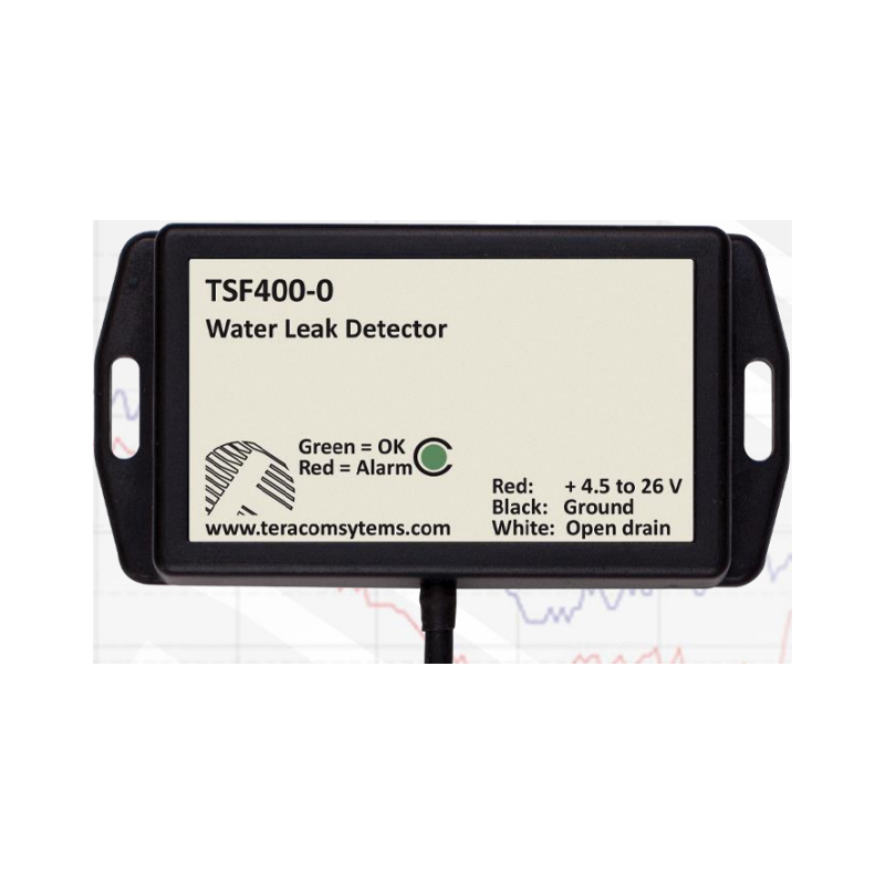 Läckagedetektor med digital utgång. Enheten är IP65-tätad. Sensor undertill. LED-indikator.